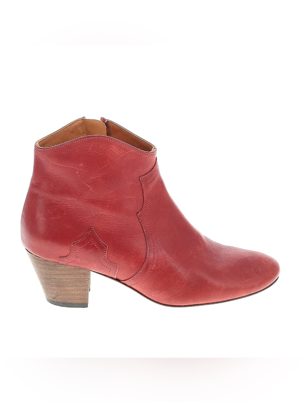Isabel Marant Dicker Women's Red Leather Ankle Bootie - Classic Western Style